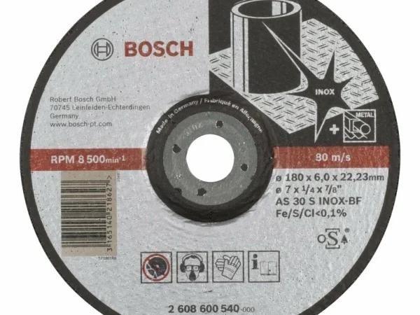 Bosch – 180*6,0 mm Expert Serisi Bombeli Inox (Paslanmaz Çelik) Taşlama Diski (Taş)